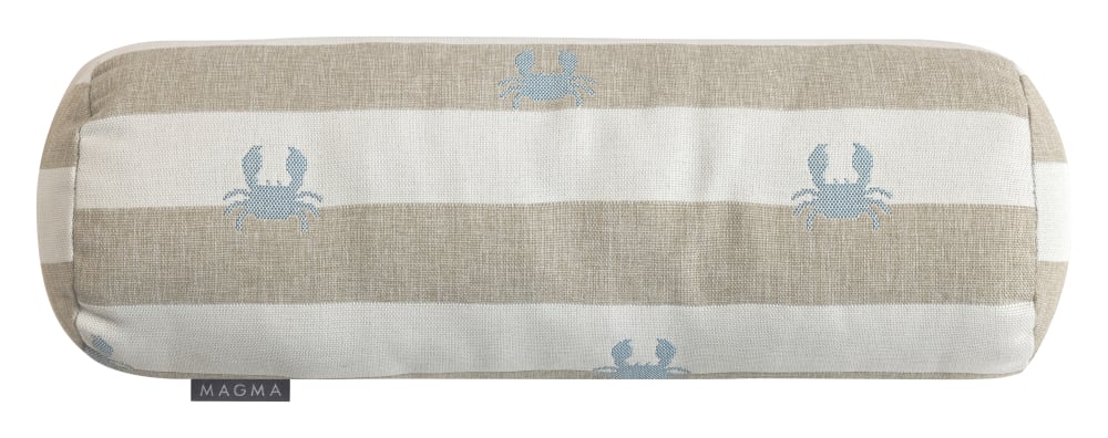 Coussin cale-dos/cale-tête d'extérieur rayée beige 50x17cm