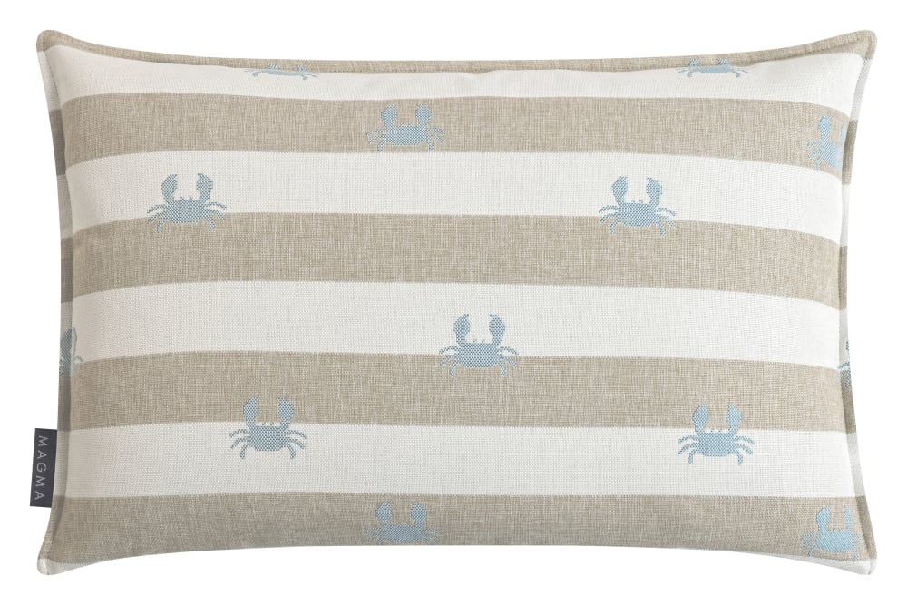 Housse de coussin rayée d'extérieur beige crabe jacquard 40x60cm