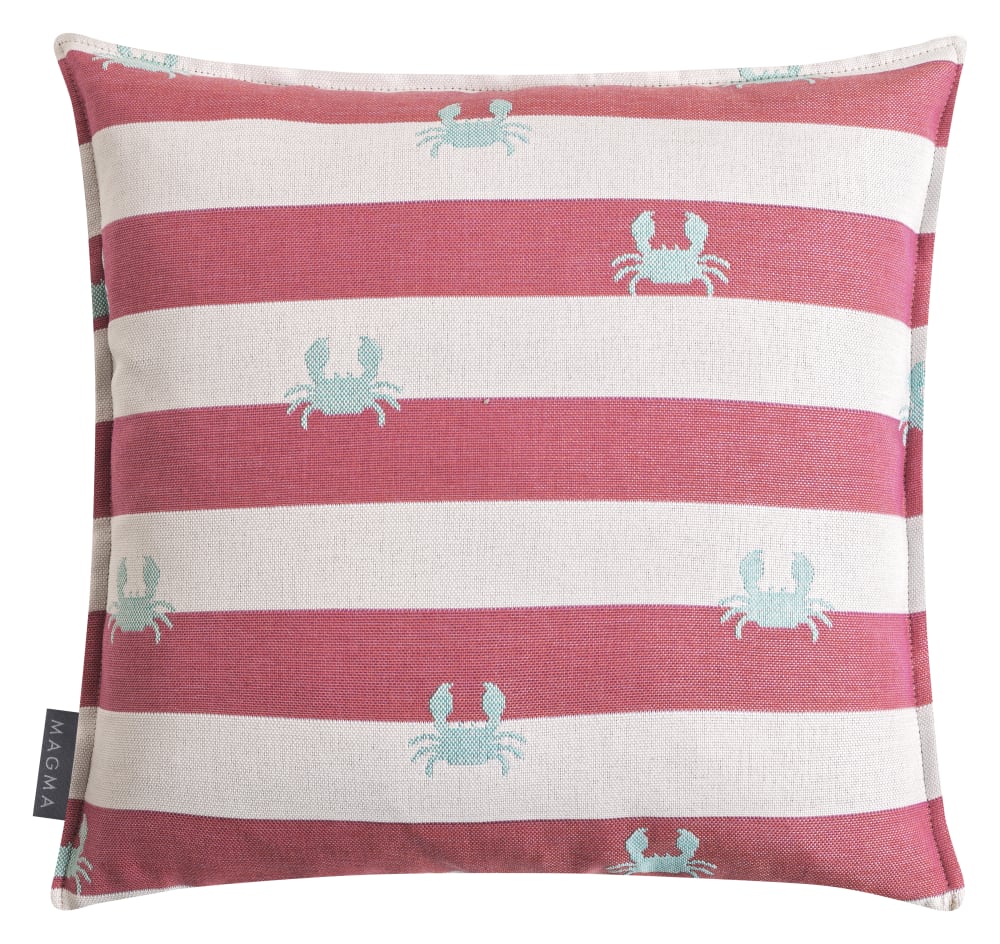 Housse de coussin rayée d'extérieur rose crabe jacquard 45x45cm