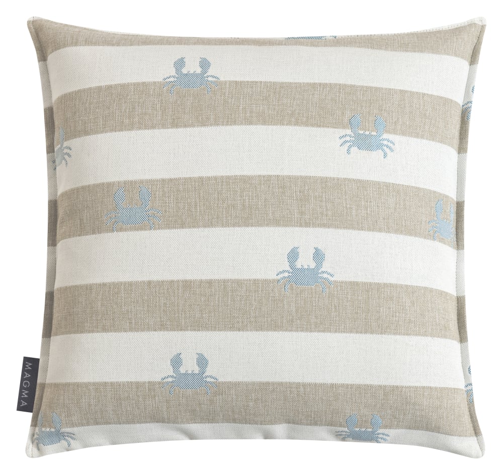 Housse de coussin rayée d'extérieur beige crabe jacquard 45x45cm
