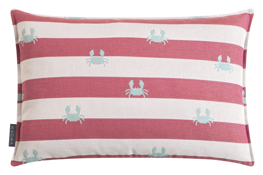 Housse de coussin rayée d'extérieur rose crabe jacquard 40x60cm
