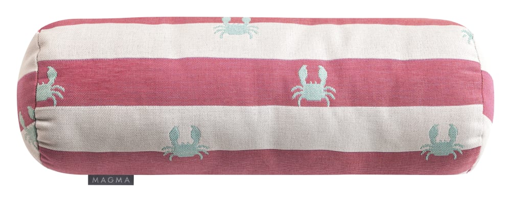 Coussin cale-dos/cale-tête d'extérieur rayée fraise 50x17cm
