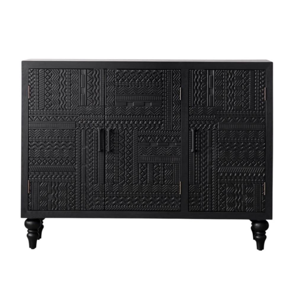 Buffet en bois noir avec façade sculptée