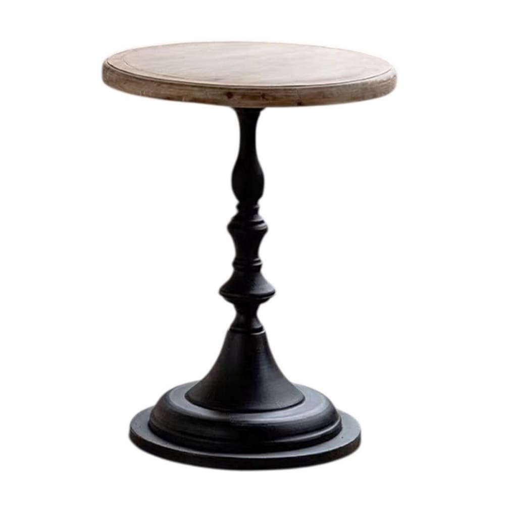 Table guéridon en bois naturel et fer noir d45 Table guéridon en bois naturel et fer noir d45