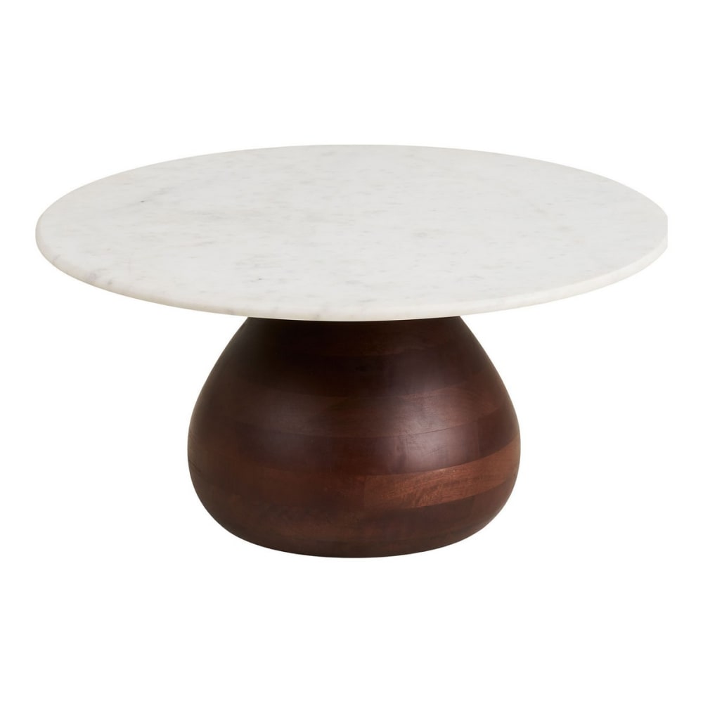 Table basse ronde en marbre et bois D70