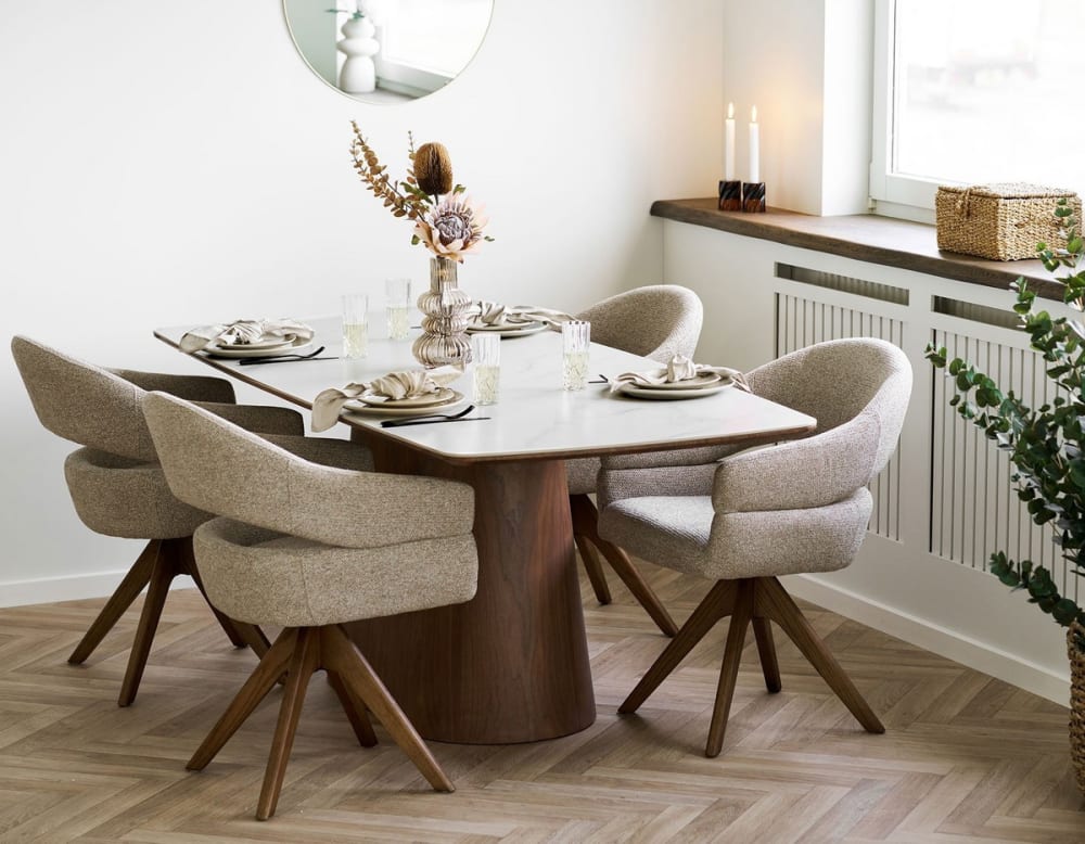 Table de repas design en bois naturel L200
