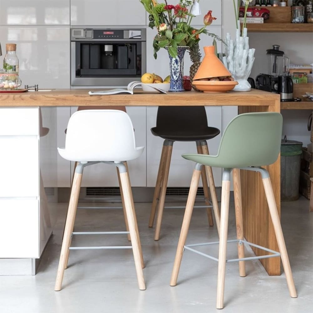 Tabouret de comptoir h65 en polypropylène et bois