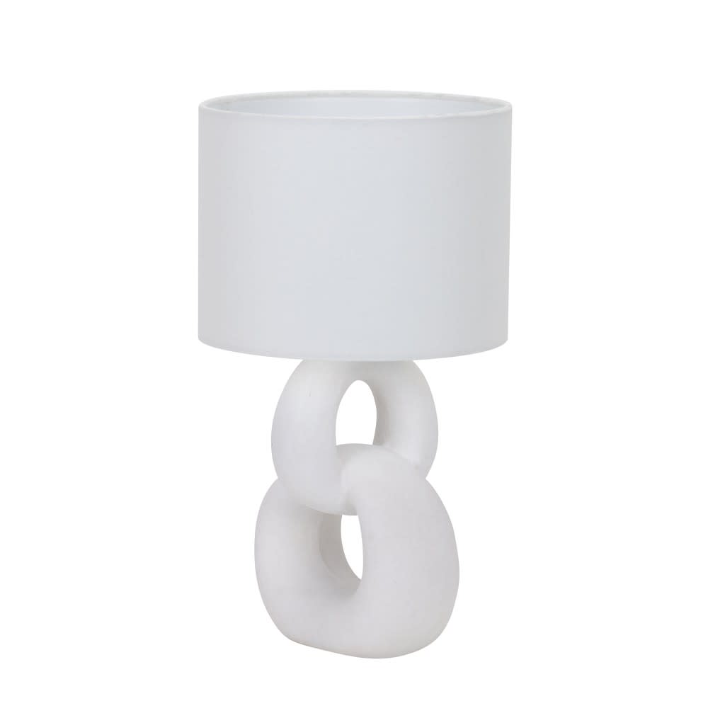 Lampe à poser blanche en céramique et tissu moderne 1 lumière