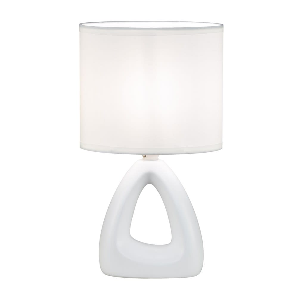 Lampe à poser blanche en céramique et tissu moderne 1 lumière Lampe à poser blanche en céramique et tissu moderne 1 lumière