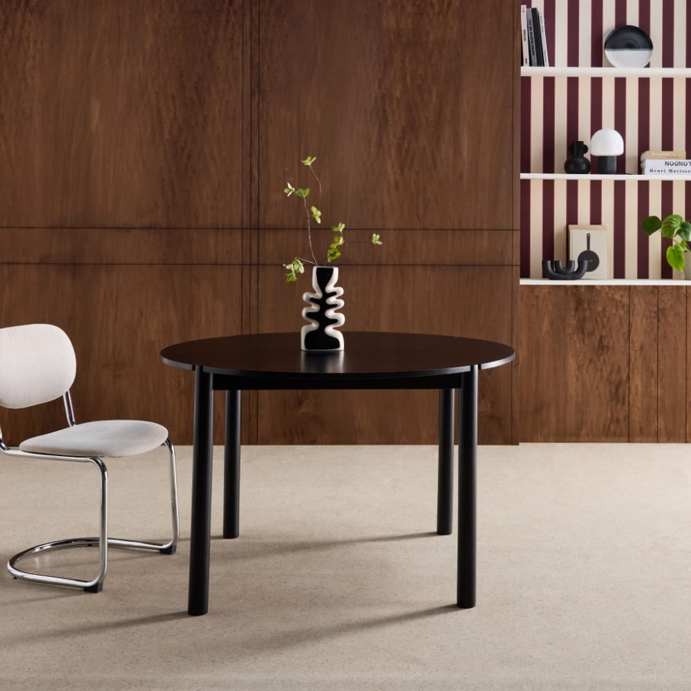 sweeek Runder Esstisch Ø120cm aus Heveaholz schwarz style modern - -