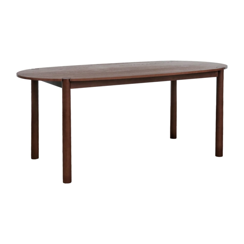 Table à manger ovale bois d'hévéa 6 places noyer