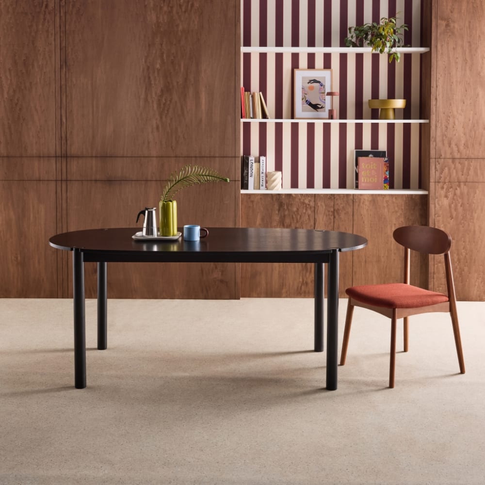 sweeek Ovaler Esstisch aus Heveaholz, 6 Plätze schwarz style modern - -