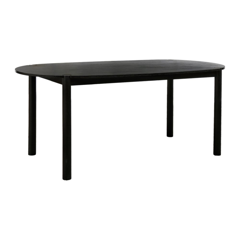Table à manger ovale bois d'hévéa 6 places noir