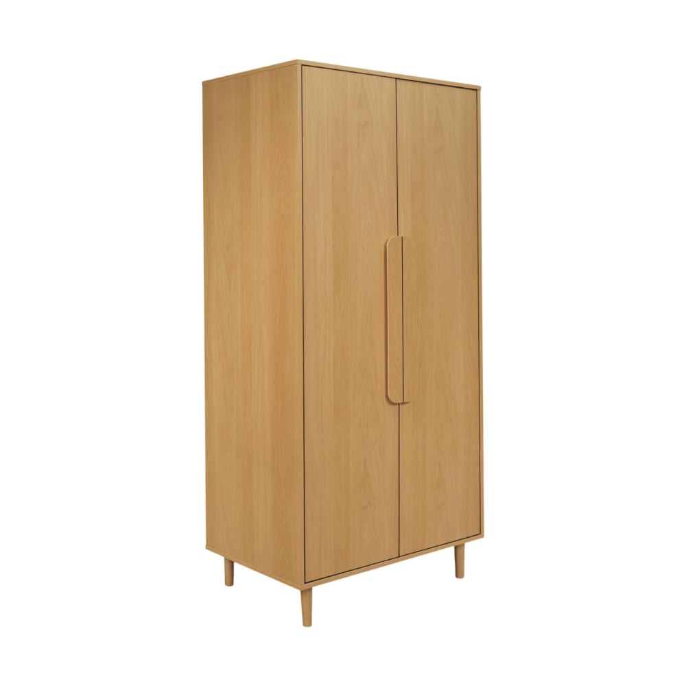 Armoire dressing décor bois de chêne 2 portes, étagères et penderie