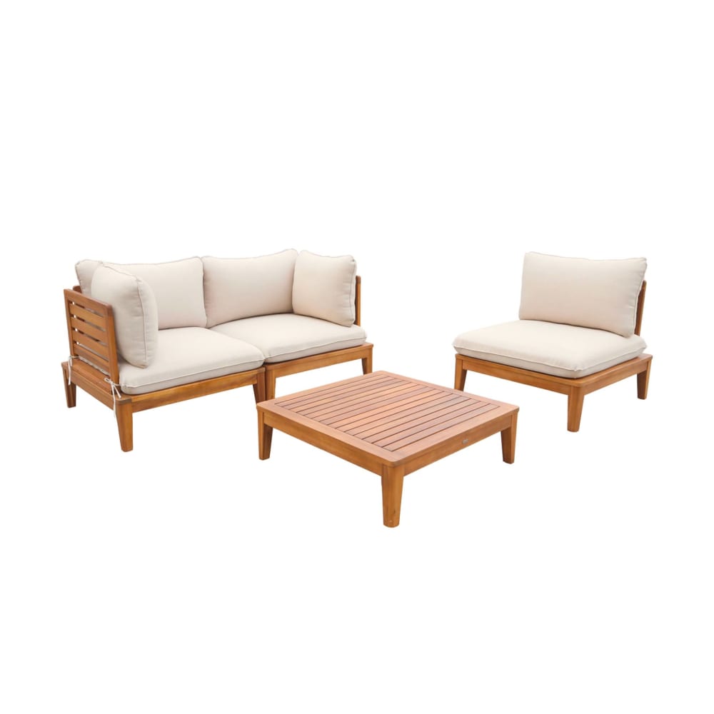 Salon de jardin modulable bois d'acacia 3 places beige
