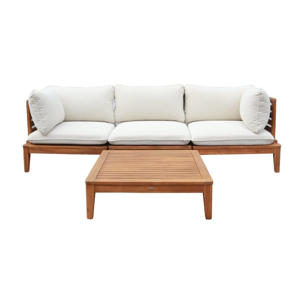 Salon de jardin modulable bois et bouclette 3 places beige