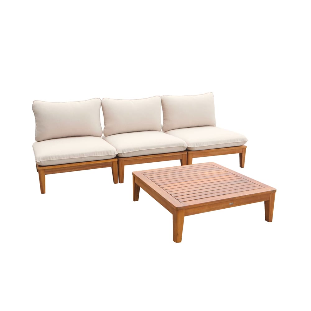 Salon de jardin modulable bois d'acacia 3 places beige