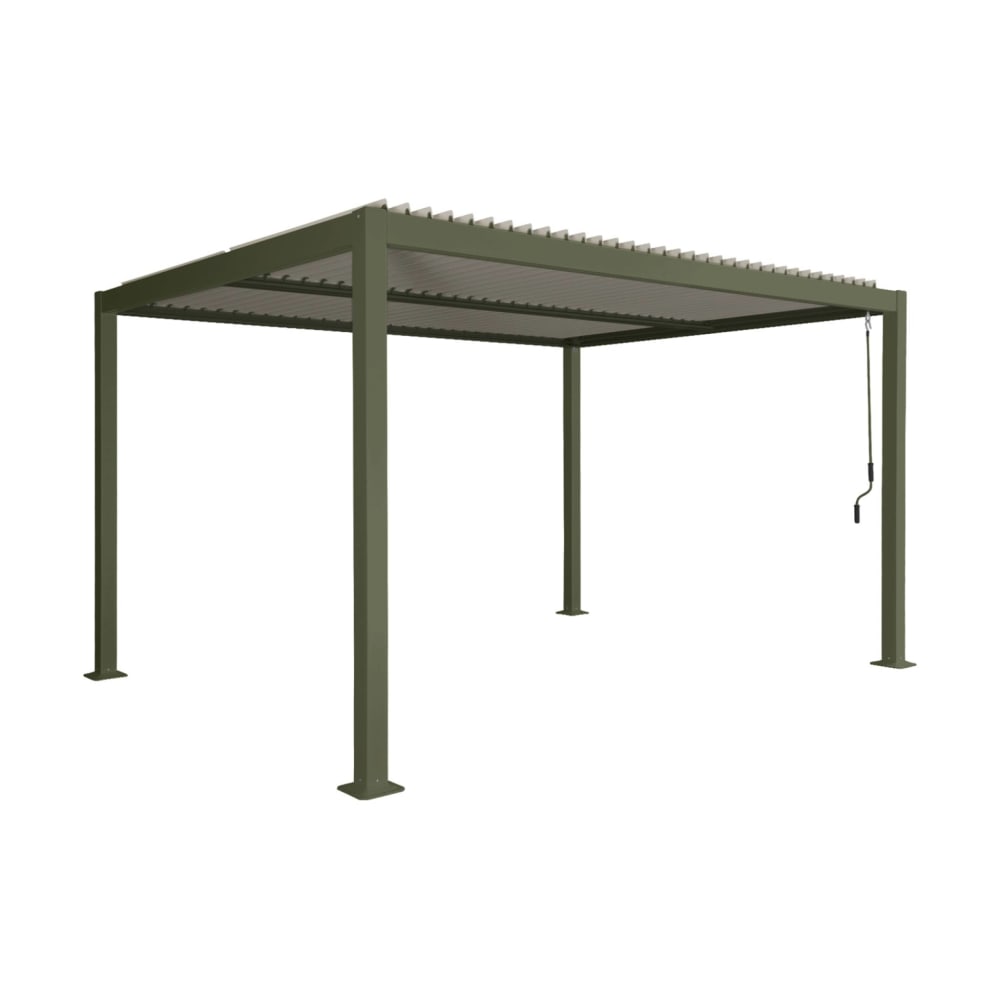Pergola bioclimatique aluminium et acier 4x3m kaki