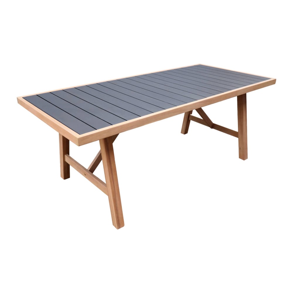 Table de jardin bois - places aluminium anthracite