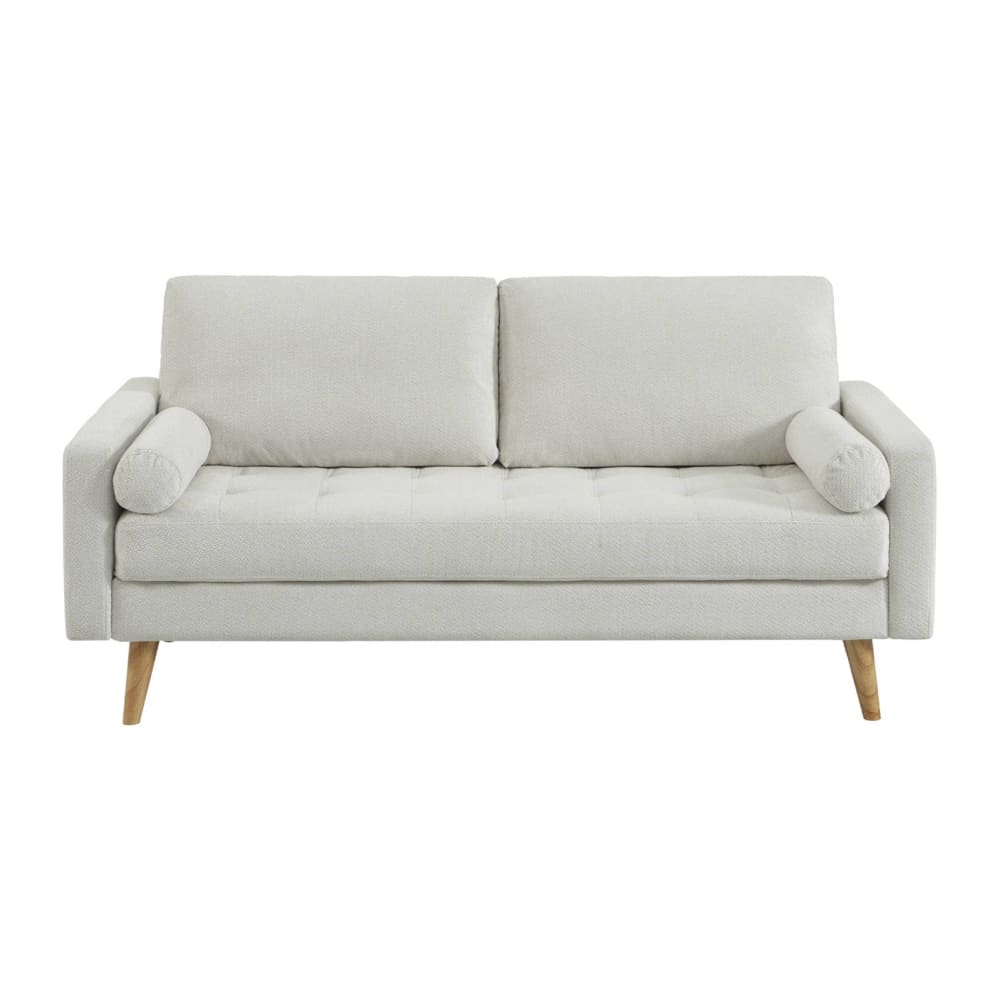 Canapé tissu chenille capitonné 3 places blanc