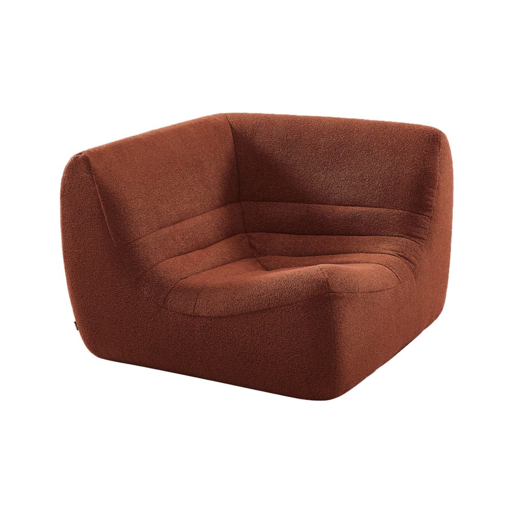 Chauffeuse d'angle bouclette texturée 1 place terracotta