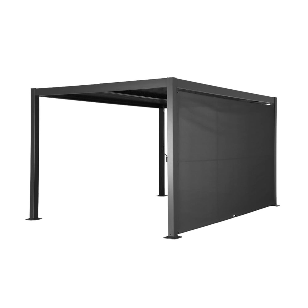 Pergola bioclimatique 4x3m + auvent 4m anthracite