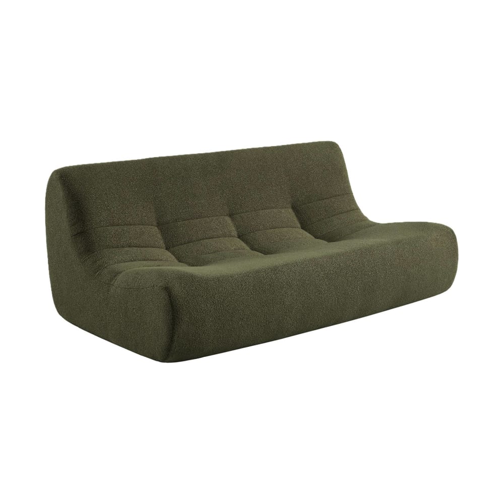 sweeek 3-Sitzer Sofa mit strukturiertem Bouclé-Bezug khaki style classic chic Grün Stoff