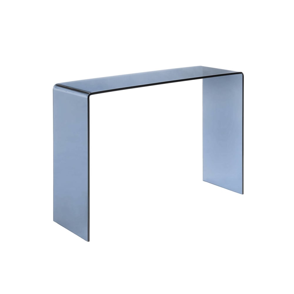 Console rectangulaire verre trempé 110cm bleu gris - glintz