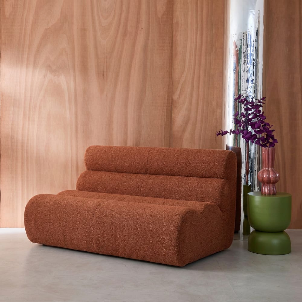 2-Sitzer Sessel mit strukturiertem Bouclé-Bezug terrakotta -