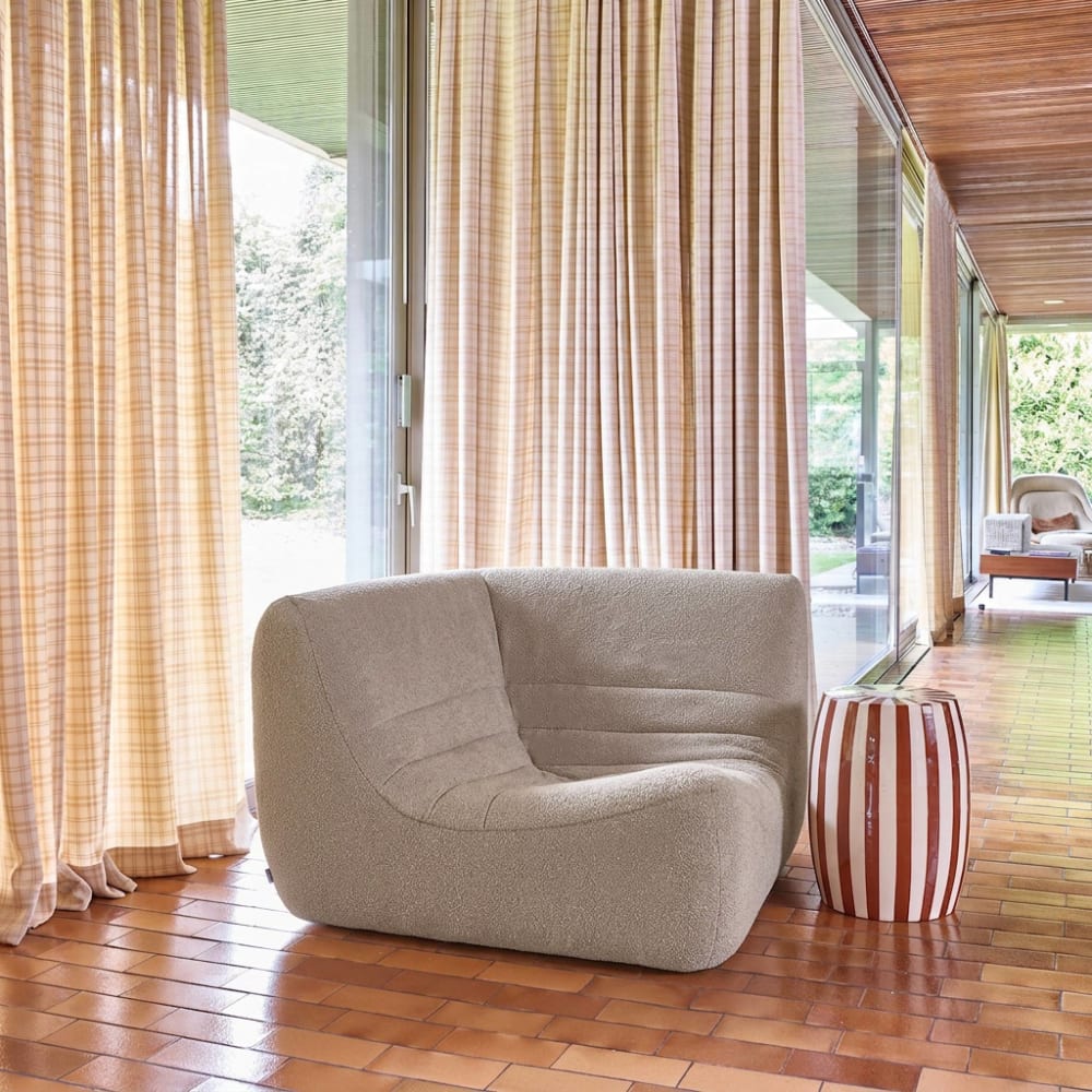 Ecksessel mit strukturiertem Bouclé-Bezug beige - Maisons Du