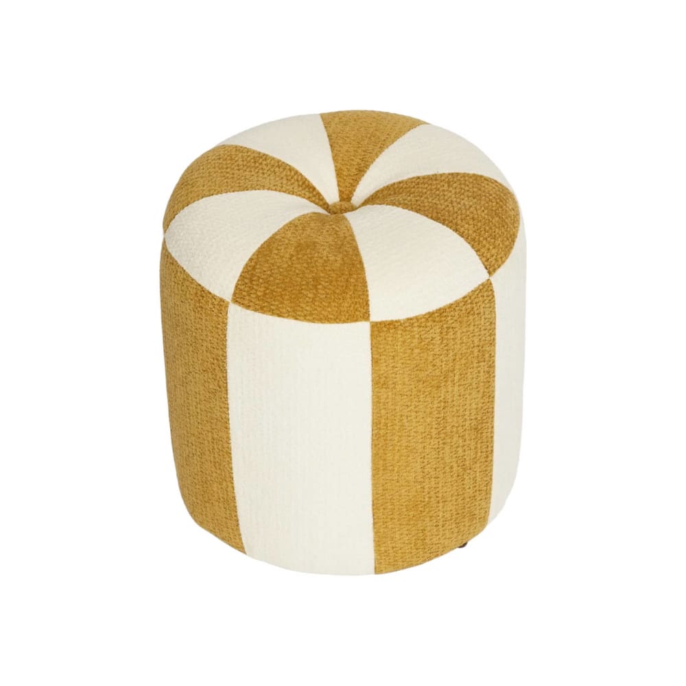 Pouf enfant tissu chenille thème cirque jaune