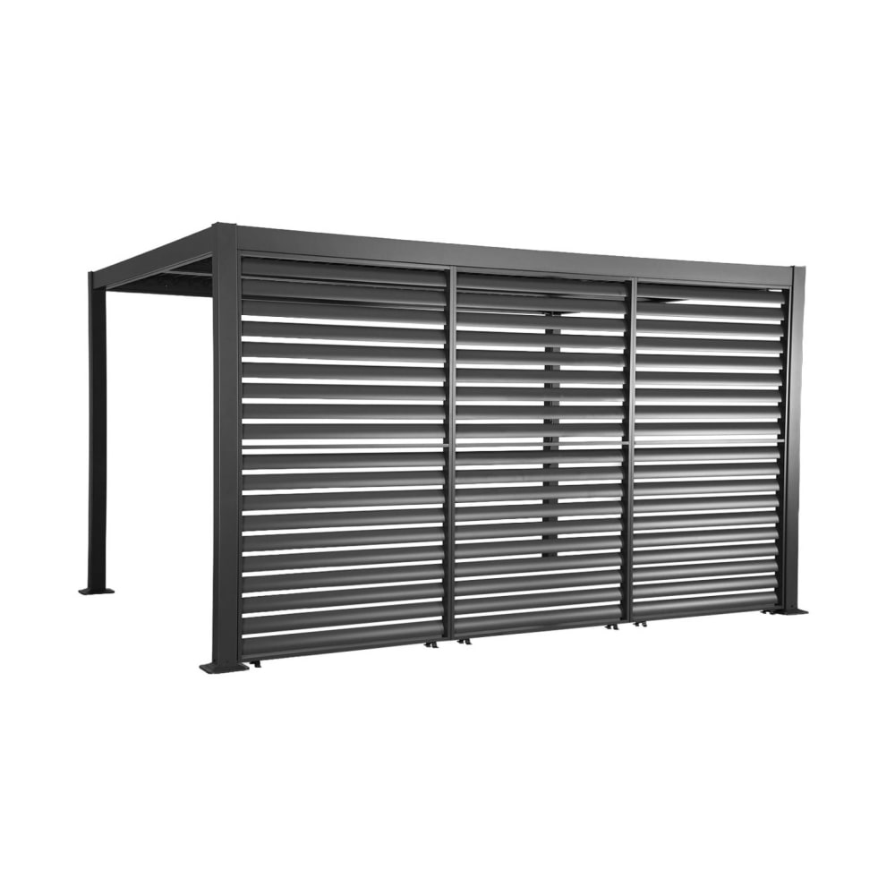 Pergola bioclimatique 4x3m + 3 persiennes 130cm anthracite