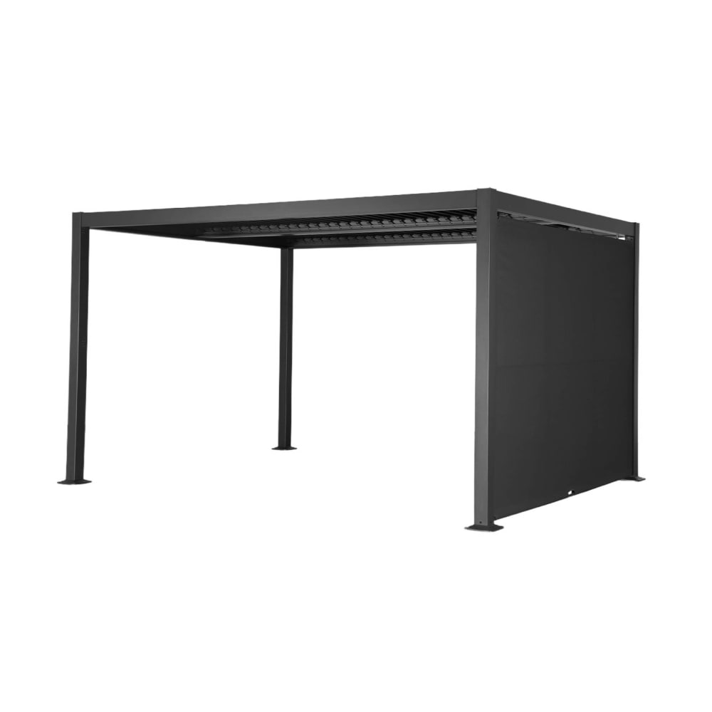 Pergola bioclimatique 4x3m + auvent 3m anthracite