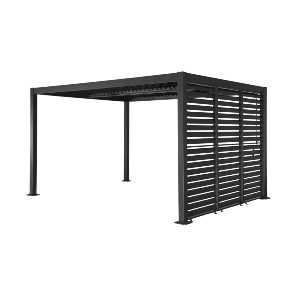 Pergola bioclimatique 4x3m + 3 persiennes 100cm anthracite