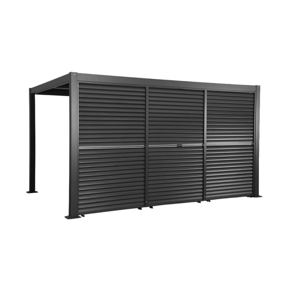 Pergola bioclimatique 4x3m + 3 persiennes 130cm orientables anthracite
