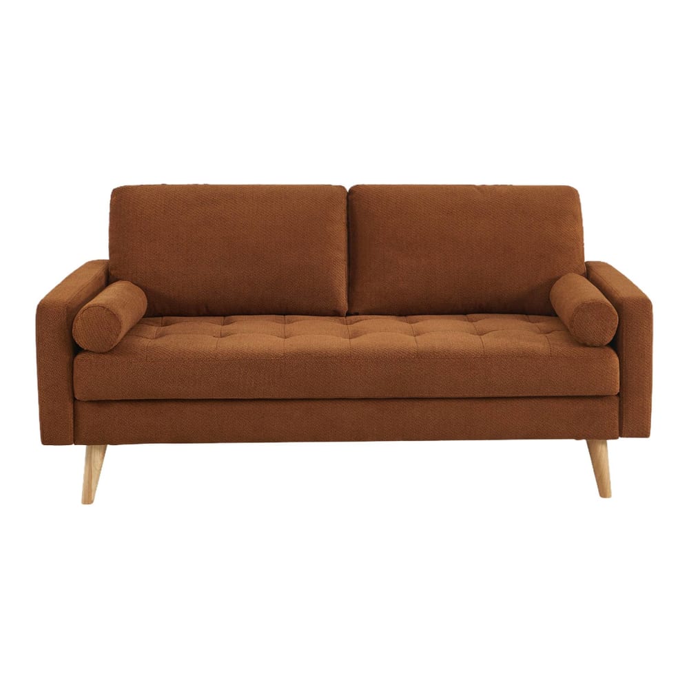 Canapé tissu chenille capitonné 3 places terracotta