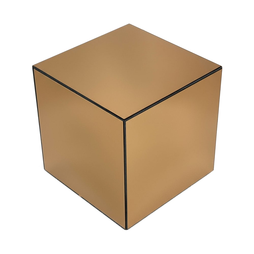Table d'appoint cubique miroir ambre 40cm