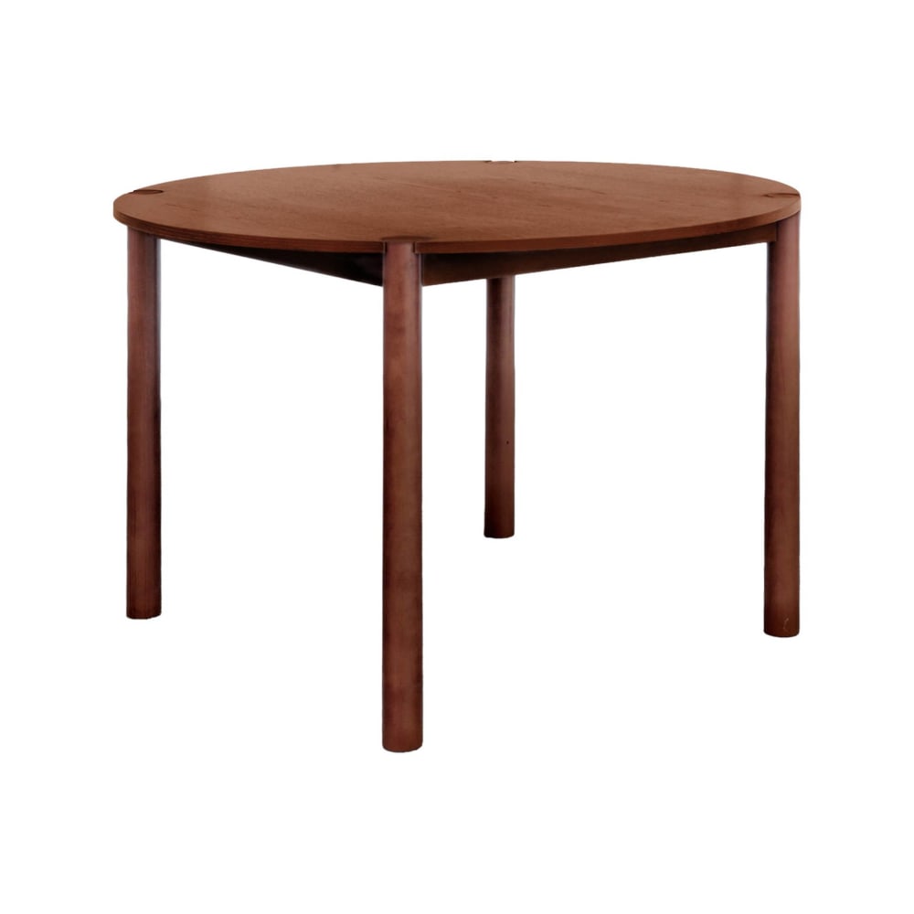 Table à manger ronde bois d'hévéa 4 places noyer