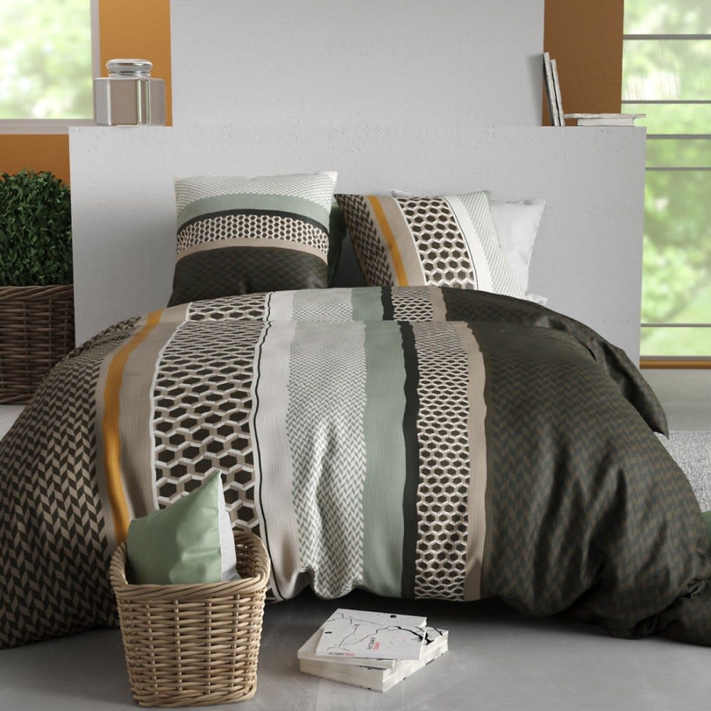 Parure de couette 100% coton 57 fils imprimée 240x220cm 2 taies
