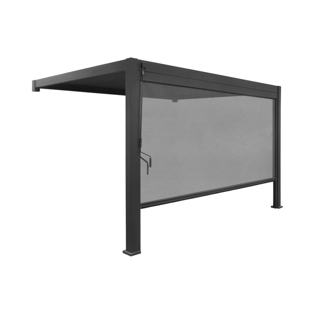 Pergola bioclimatique aluminium adossée 4x3m + 1 store 4m anthracite