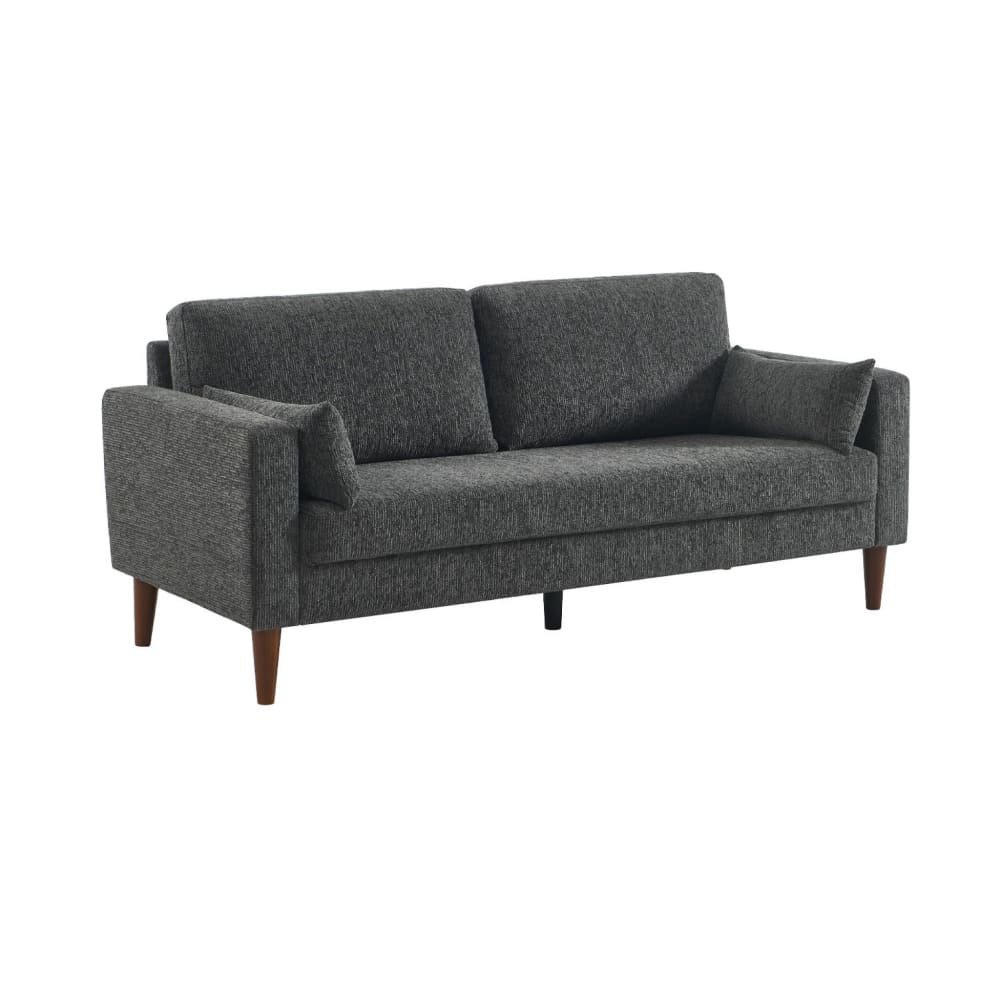 Canapé bois d'hévéa et tissu chenille 3 places gris foncé
