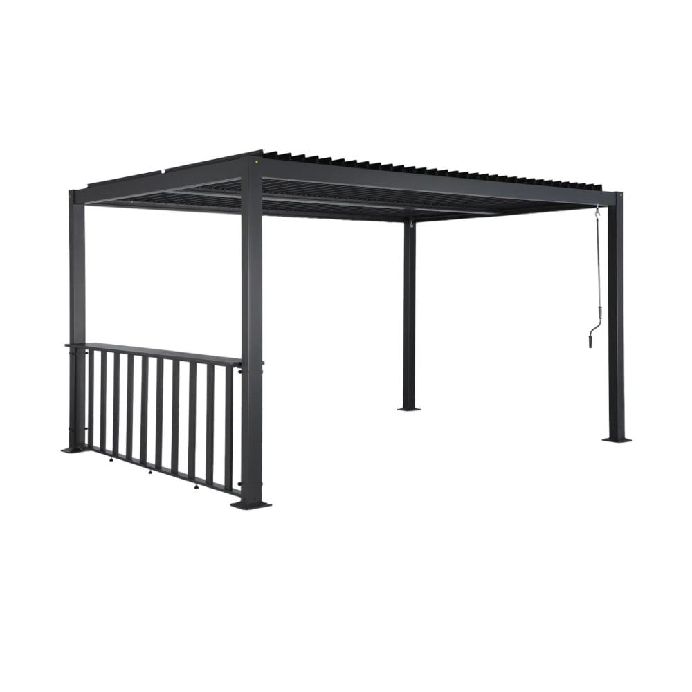 Pergola bioclimatique 4x3m + bar 3m anthracite