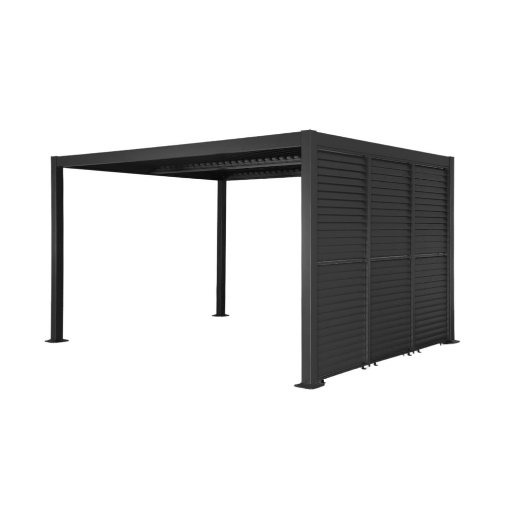 Pergola bioclimatique 4x3m + 3 persiennes 100cm orientables anthracite