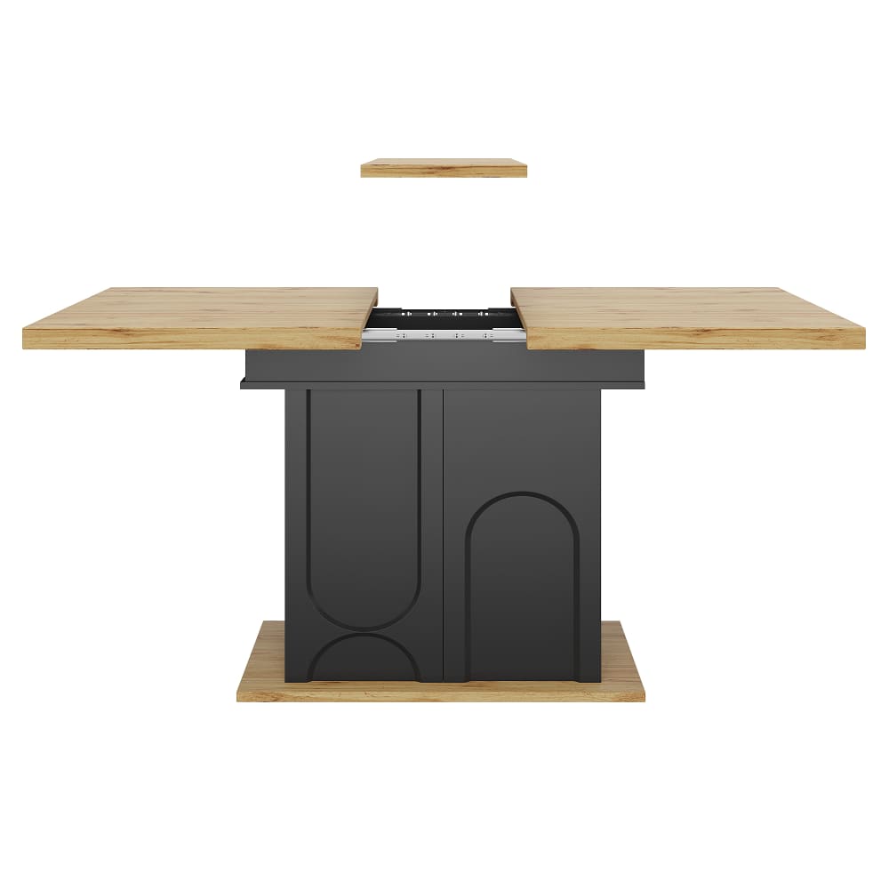 Table extensible avec rangement 110-140x80 cm, noire
