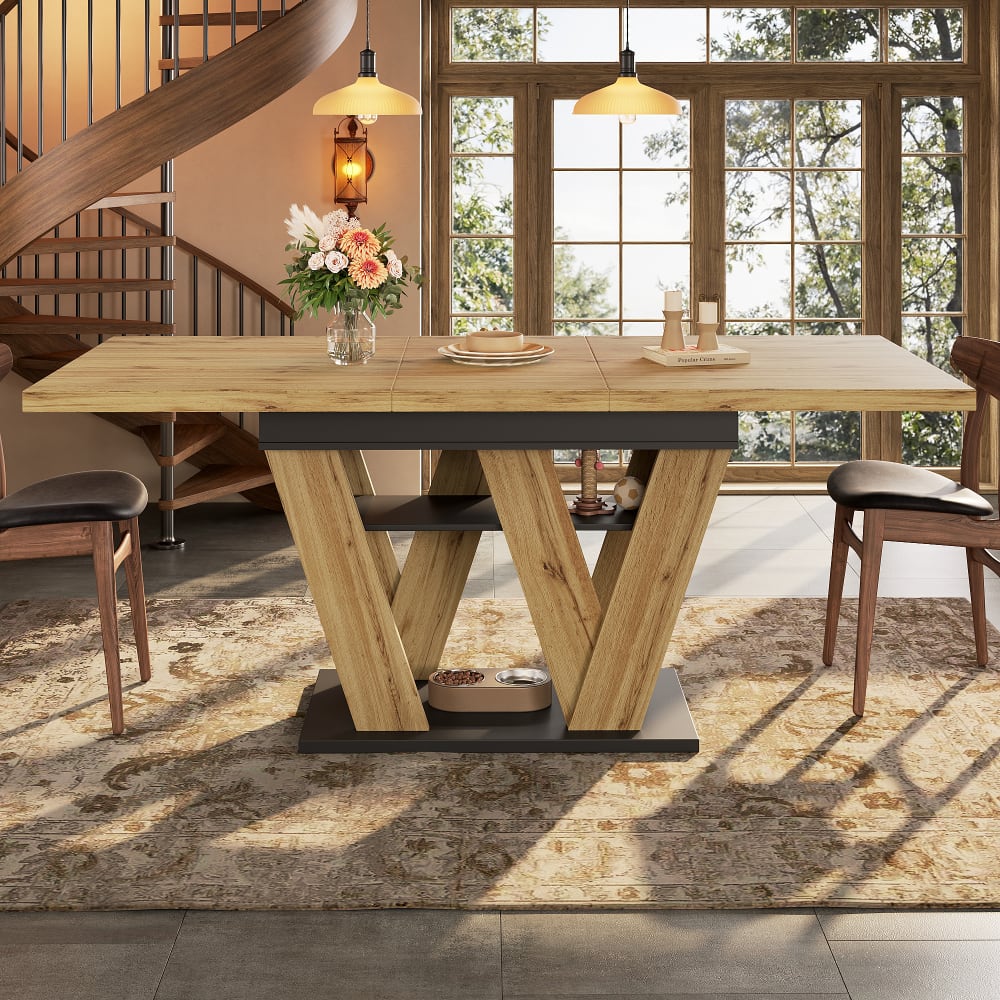 Esstisch Ausziehtisch mit Ablagefach 119-158,5×80cm,