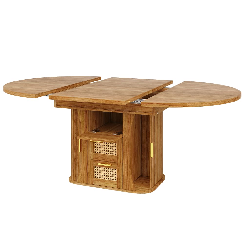 MODFU Ausziehbarer Esstisch 118/158 cm mit Stauraum, Eichenfarbe style modern Braun Spanplatte