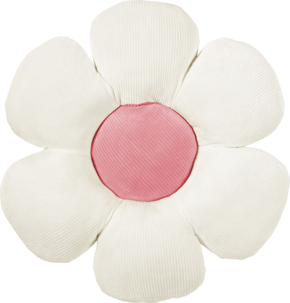 Coussin velours forme marguerite blanc env. 30 cm