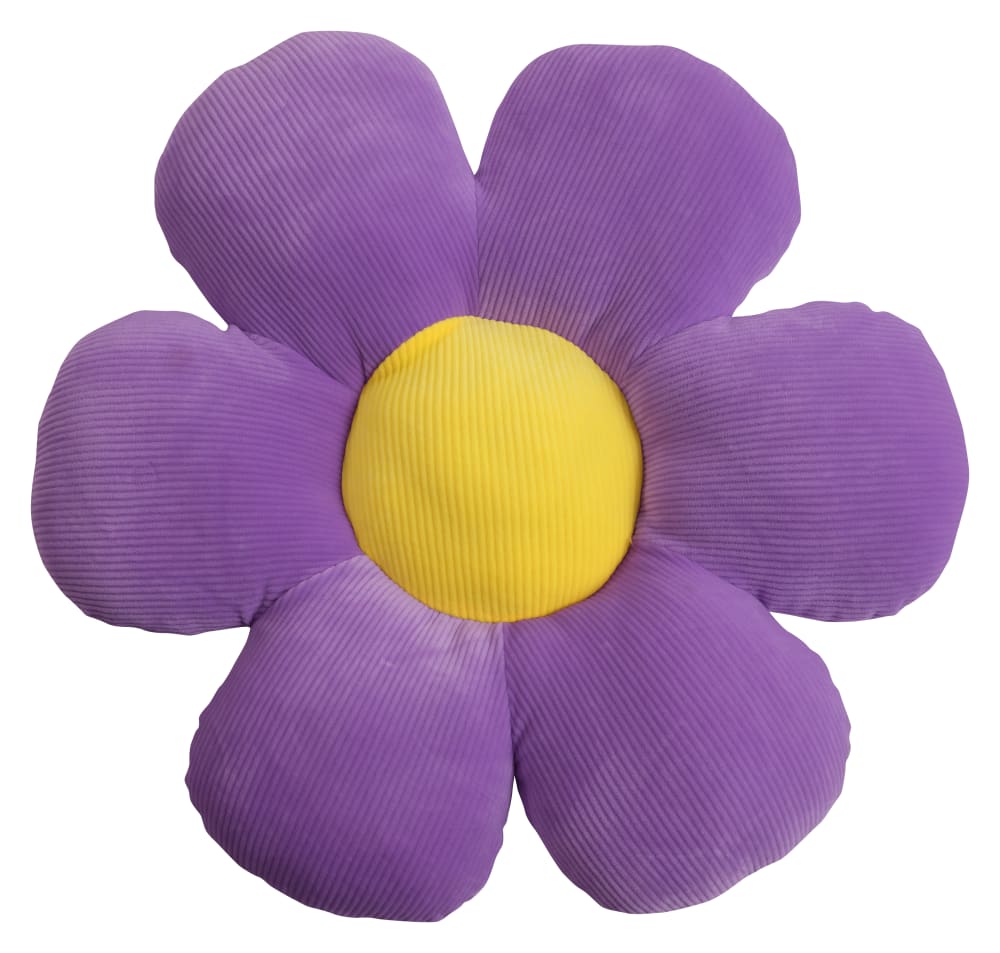 Coussin velours forme marguerite violet env. 30 cm