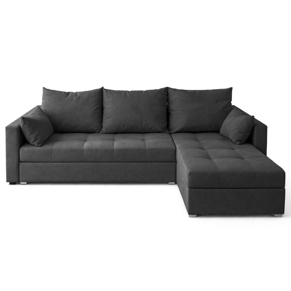 Ax Living Ecksofa aus Samt mit Schlaffunktion und Stauraum, Grau - Rechts style modern Grau Samt