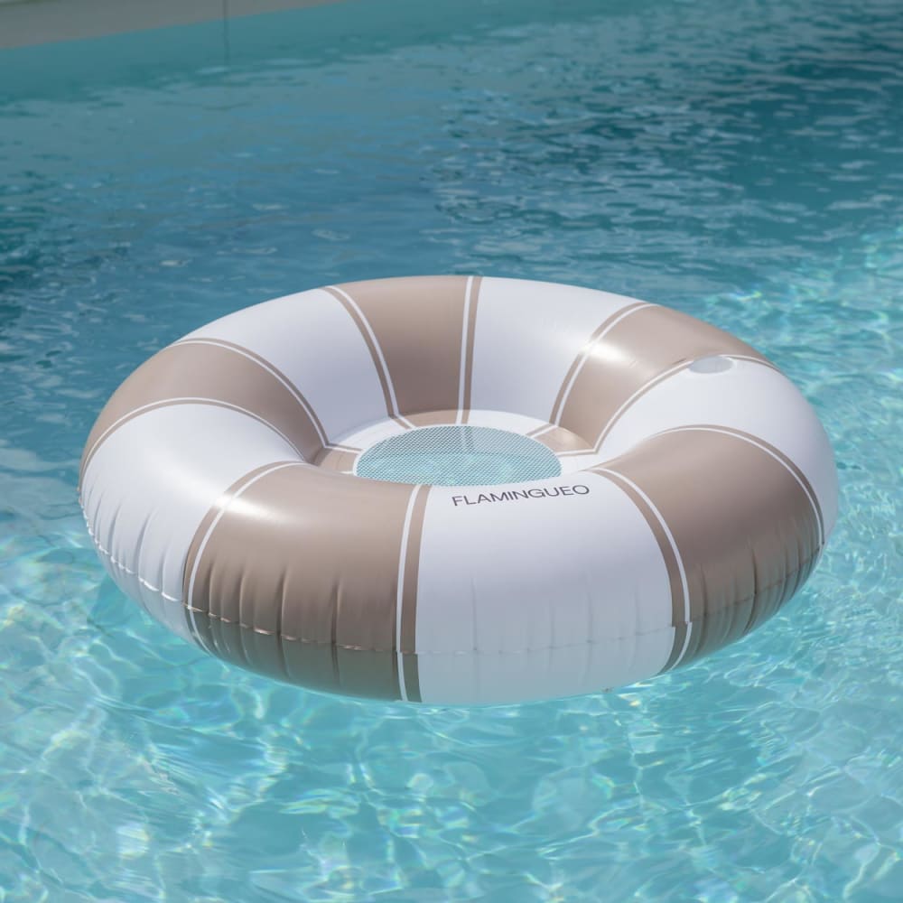 Bouée gonflable avec filet PVC donut beige — vue 3
